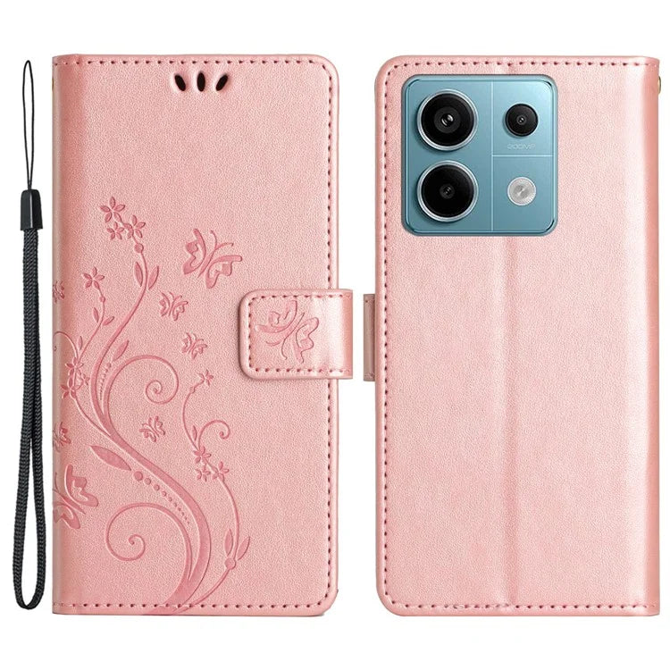 For Xiaomi Redmi Note 13 Pro 5G / Poco X6 5G Case Leather Wallet Cover Butterfly Imprinted