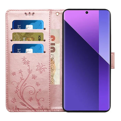 For Xiaomi Redmi Note 13 Pro 5G / Poco X6 5G Case Leather Wallet Cover Butterfly Imprinted