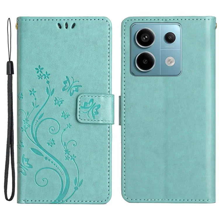 For Xiaomi Redmi Note 13 Pro 5G / Poco X6 5G Case Leather Wallet Cover Butterfly Imprinted