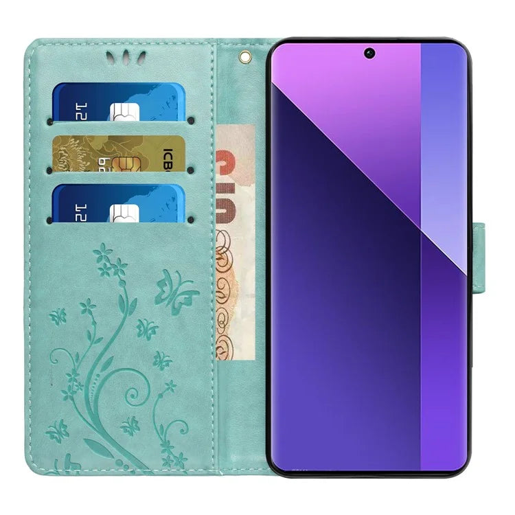For Xiaomi Redmi Note 13 Pro 5G / Poco X6 5G Case Leather Wallet Cover Butterfly Imprinted
