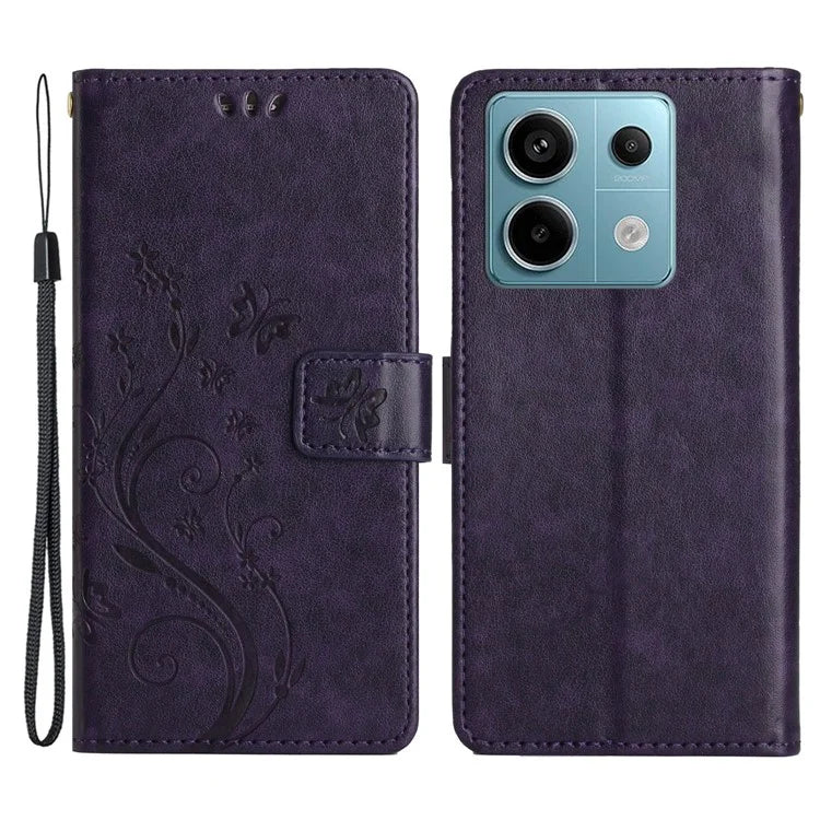 For Xiaomi Redmi Note 13 Pro 5G / Poco X6 5G Case Leather Wallet Cover Butterfly Imprinted