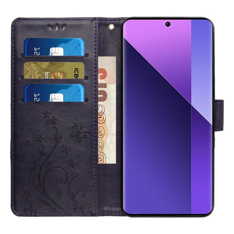 For Xiaomi Redmi Note 13 Pro 5G / Poco X6 5G Case Leather Wallet Cover Butterfly Imprinted