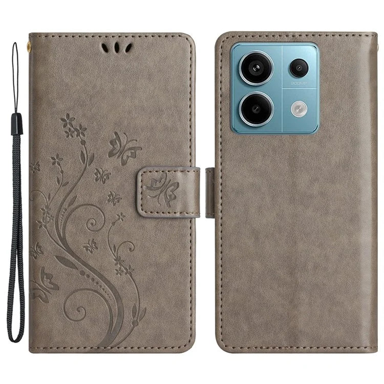For Xiaomi Redmi Note 13 Pro 5G / Poco X6 5G Case Leather Wallet Cover Butterfly Imprinted