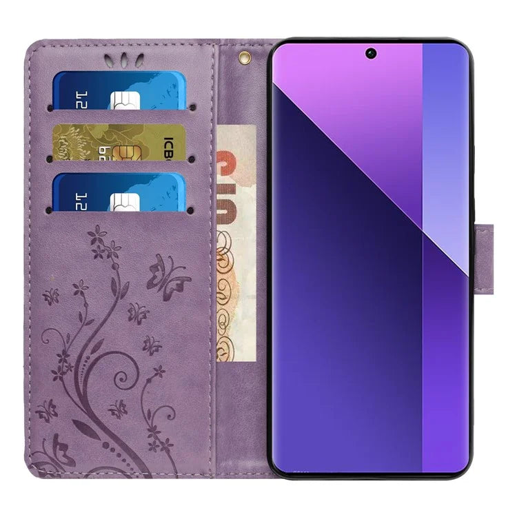 For Xiaomi Redmi Note 13 Pro 5G / Poco X6 5G Case Leather Wallet Cover Butterfly Imprinted