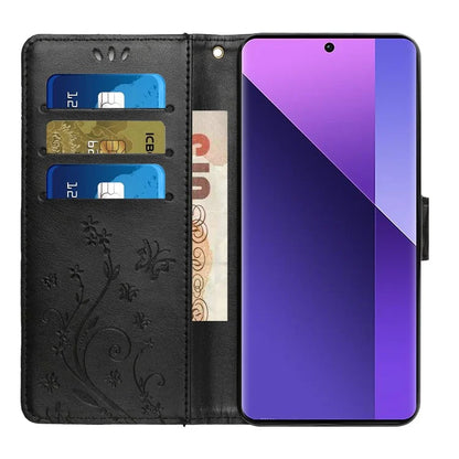 For Xiaomi Redmi Note 13 Pro 5G / Poco X6 5G Case Leather Wallet Cover Butterfly Imprinted