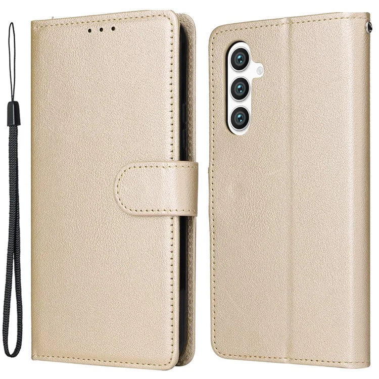 For Samsung Galaxy S24+ Case with Hand Strap PU Leather Phone Cover with Wallet