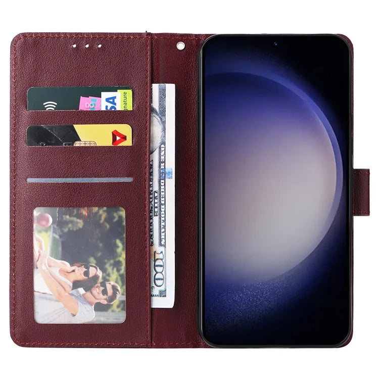 For Samsung Galaxy S24+ Case with Hand Strap PU Leather Phone Cover with Wallet