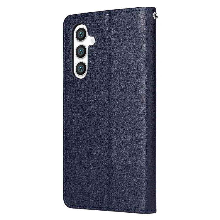 For Samsung Galaxy S24+ Case with Hand Strap PU Leather Phone Cover with Wallet