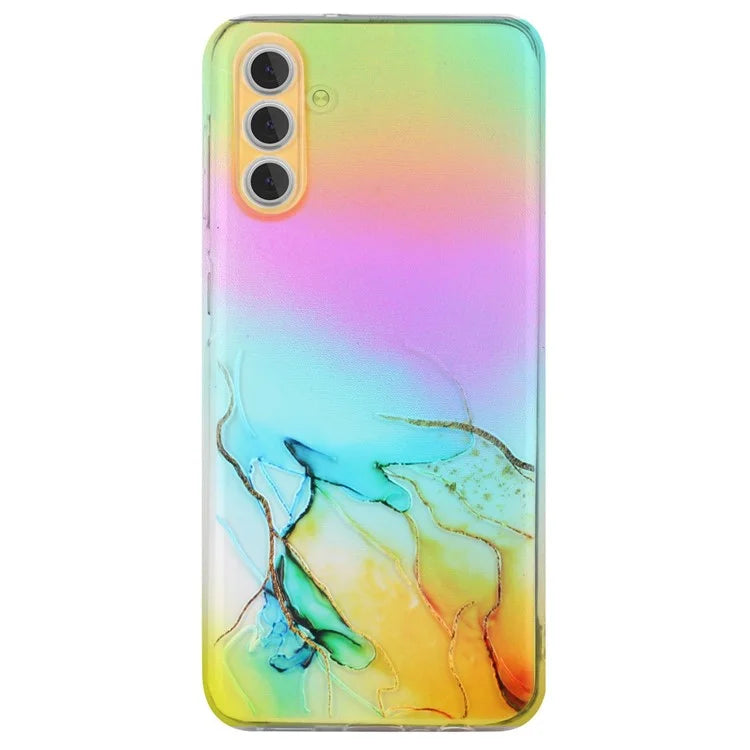 For Samsung Galaxy A55 5G Case Colorful Laser Anti-drop TPU Phone Cover with Marble Pattern