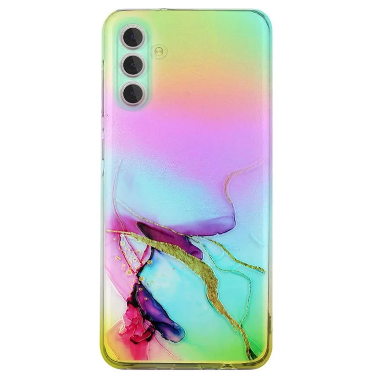 For Samsung Galaxy A55 5G Case Colorful Laser Anti-drop TPU Phone Cover with Marble Pattern