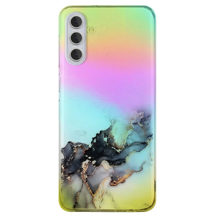 For Samsung Galaxy A55 5G Case Colorful Laser Anti-drop TPU Phone Cover with Marble Pattern