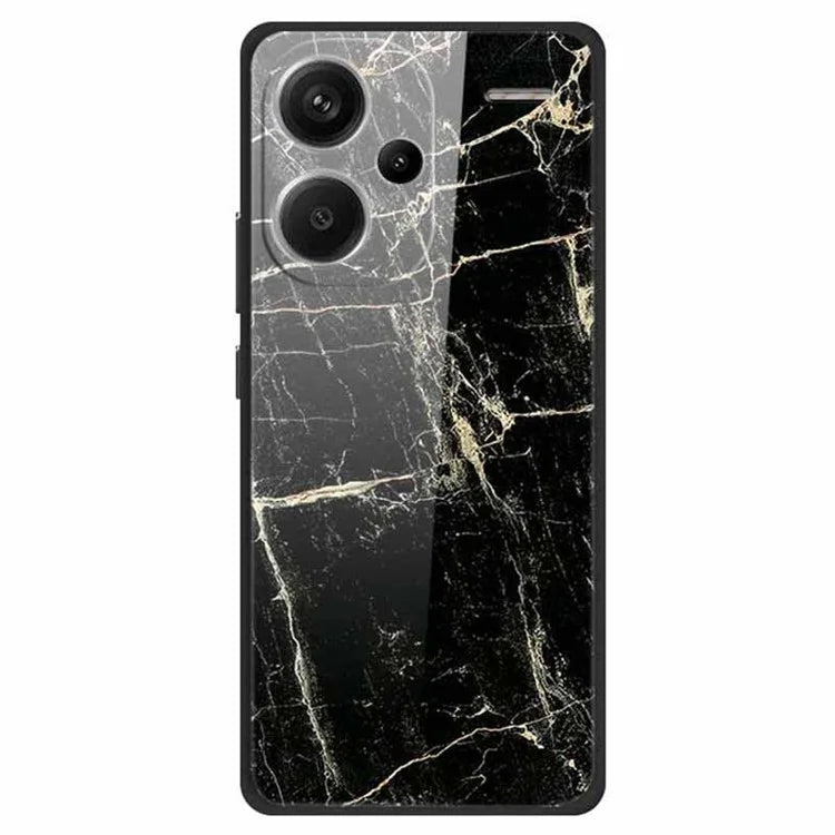 For Xiaomi Redmi Note 13 Pro+ 5G Cell Phone Case PC+Tempered Glass+TPU Pattern Printing Shell