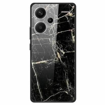 For Xiaomi Redmi Note 13 Pro+ 5G Cell Phone Case PC+Tempered Glass+TPU Pattern Printing Shell