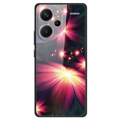 For Xiaomi Redmi Note 13 Pro+ 5G Cell Phone Case PC+Tempered Glass+TPU Pattern Printing Shell