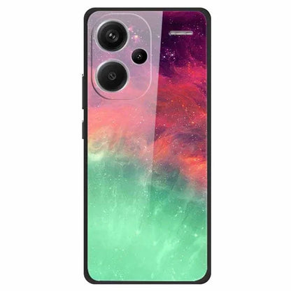 For Xiaomi Redmi Note 13 Pro+ 5G Cell Phone Case PC+Tempered Glass+TPU Pattern Printing Shell