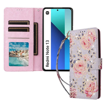 For Xiaomi Redmi Note 13 4G Case Lacquered Leather Cover with RFID Blocking Card Slots