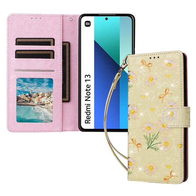For Xiaomi Redmi Note 13 4G Case Lacquered Leather Cover with RFID Blocking Card Slots