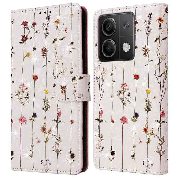 For Xiaomi Redmi Note 13 5G Wallet Case RFID Blocking Lacquered Leather Cover