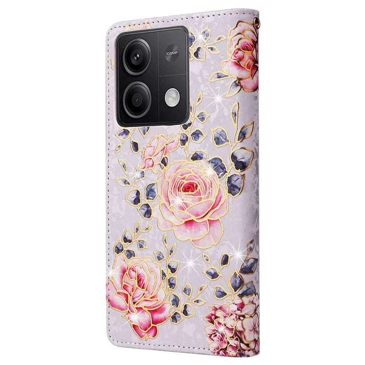 For Xiaomi Redmi Note 13 5G Wallet Case RFID Blocking Lacquered Leather Cover