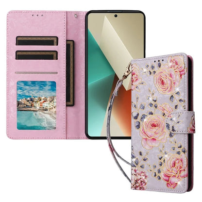 For Xiaomi Redmi Note 13 5G Wallet Case RFID Blocking Lacquered Leather Cover