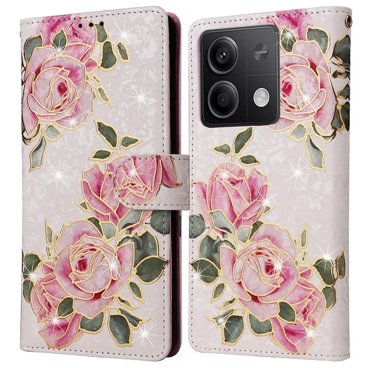 For Xiaomi Redmi Note 13 5G Wallet Case RFID Blocking Lacquered Leather Cover