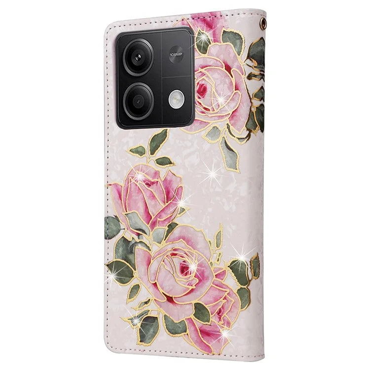 For Xiaomi Redmi Note 13 5G Wallet Case RFID Blocking Lacquered Leather Cover