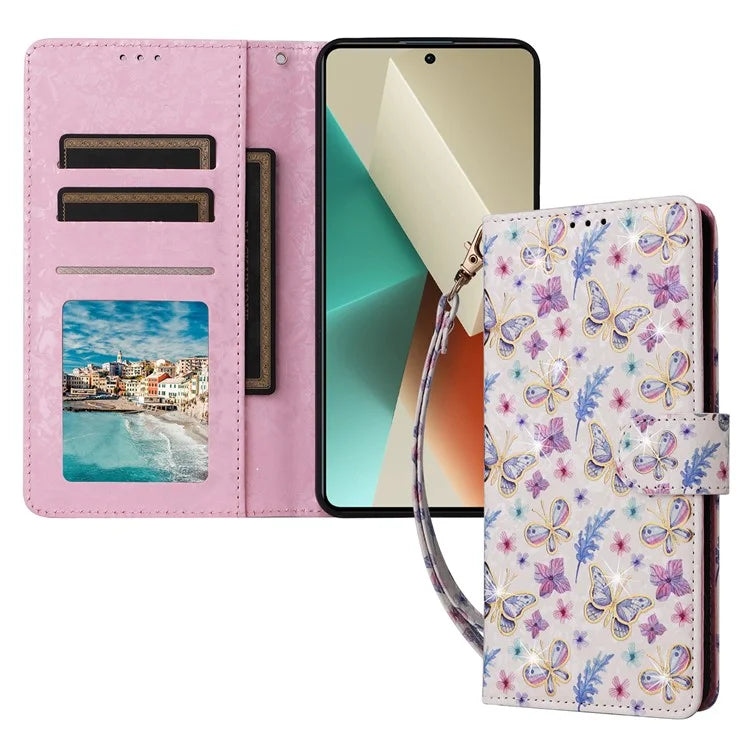 For Xiaomi Redmi Note 13 5G Wallet Case RFID Blocking Lacquered Leather Cover