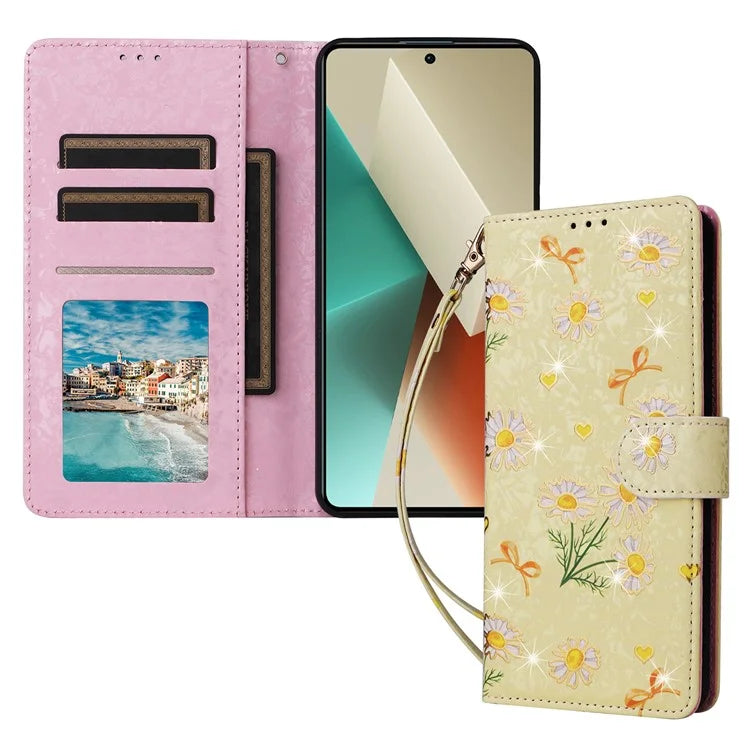 For Xiaomi Redmi Note 13 5G Wallet Case RFID Blocking Lacquered Leather Cover