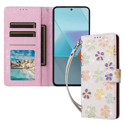 For Xiaomi Redmi Note 13 Pro 5G / Poco X6 5G Case Lacquered Flower Leather Wallet Phone Cover