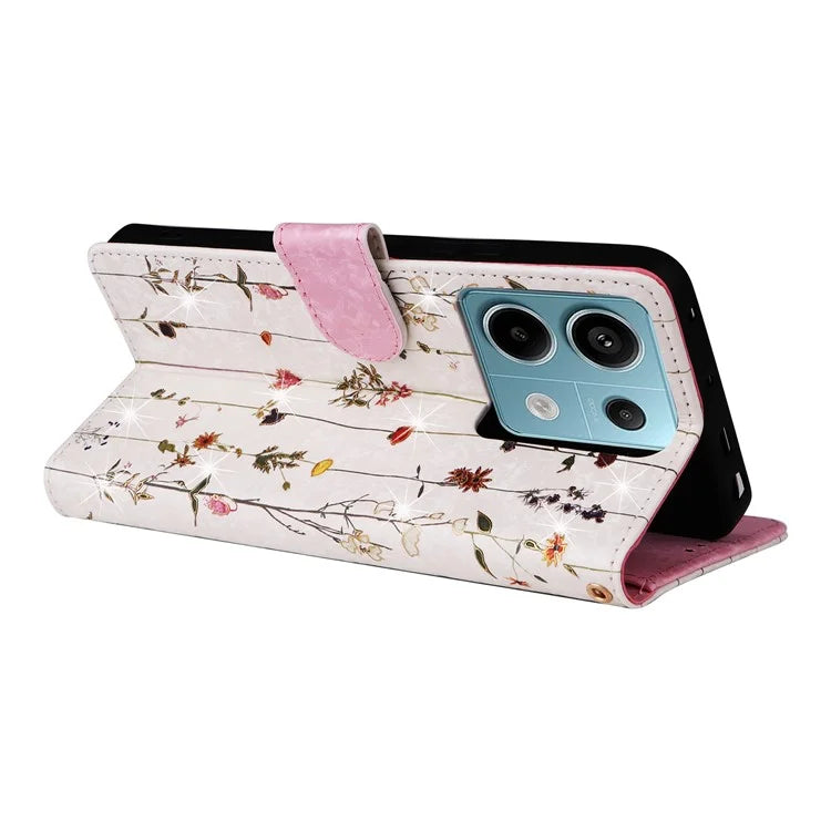 For Xiaomi Redmi Note 13 Pro 5G / Poco X6 5G Case Lacquered Flower Leather Wallet Phone Cover