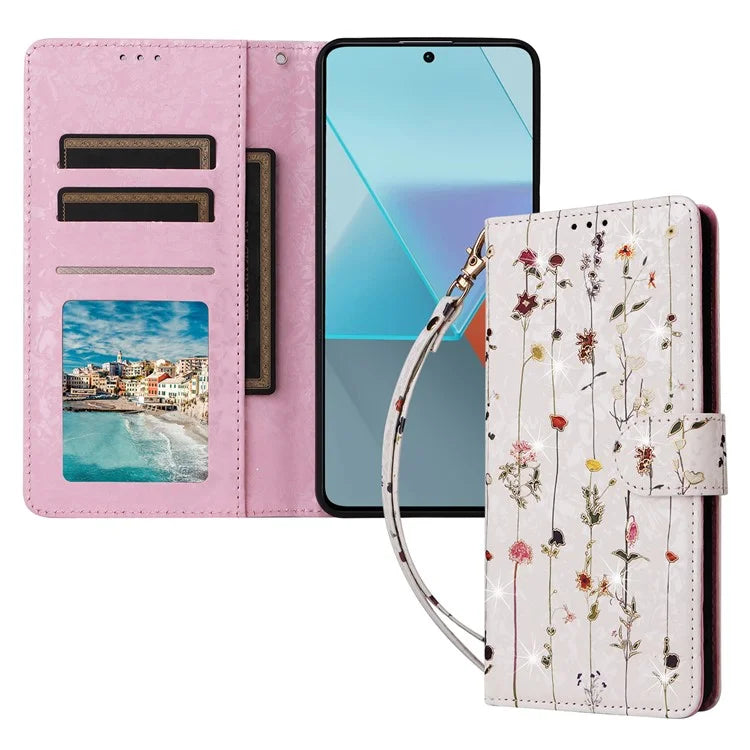 For Xiaomi Redmi Note 13 Pro 5G / Poco X6 5G Case Lacquered Flower Leather Wallet Phone Cover