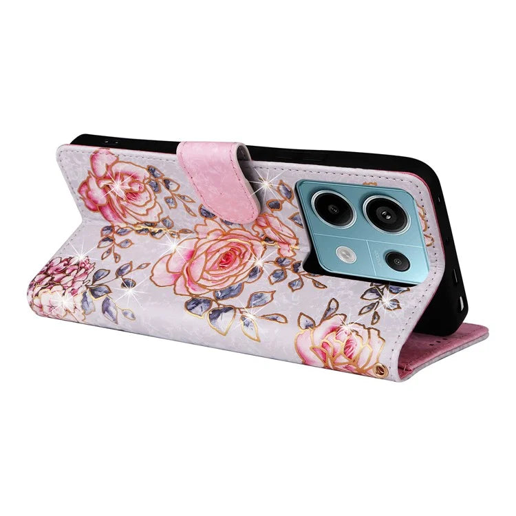 For Xiaomi Redmi Note 13 Pro 5G / Poco X6 5G Case Lacquered Flower Leather Wallet Phone Cover