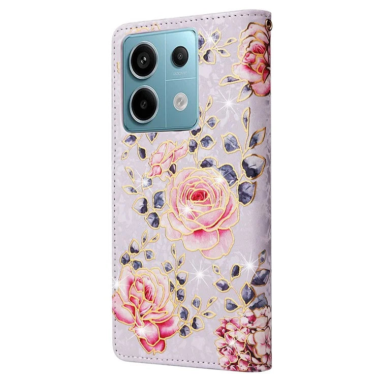 For Xiaomi Redmi Note 13 Pro 5G / Poco X6 5G Case Lacquered Flower Leather Wallet Phone Cover