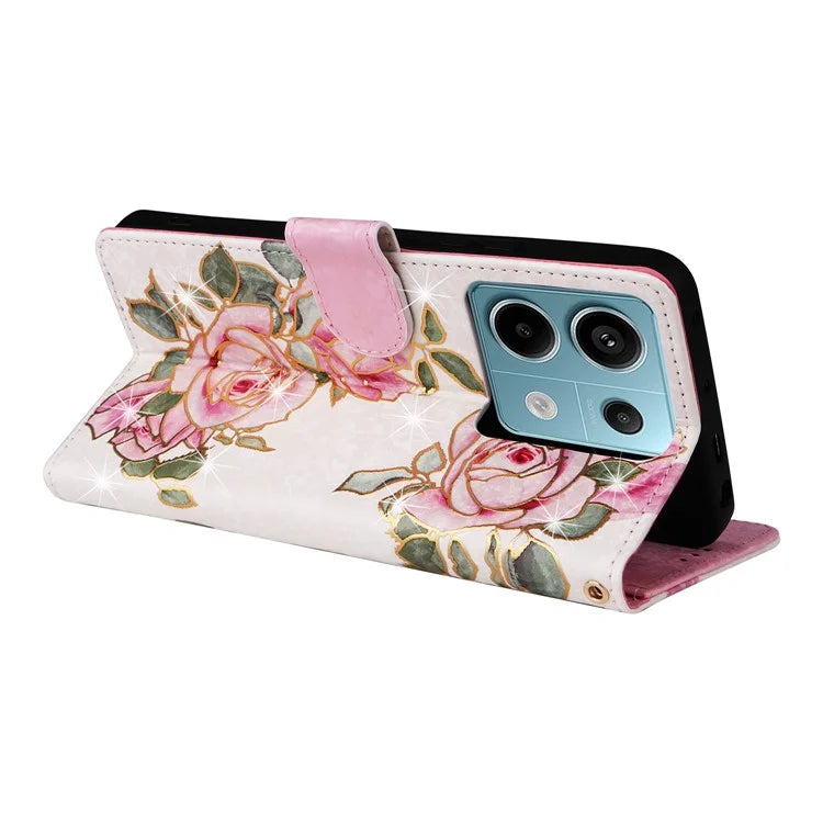 For Xiaomi Redmi Note 13 Pro 5G / Poco X6 5G Case Lacquered Flower Leather Wallet Phone Cover