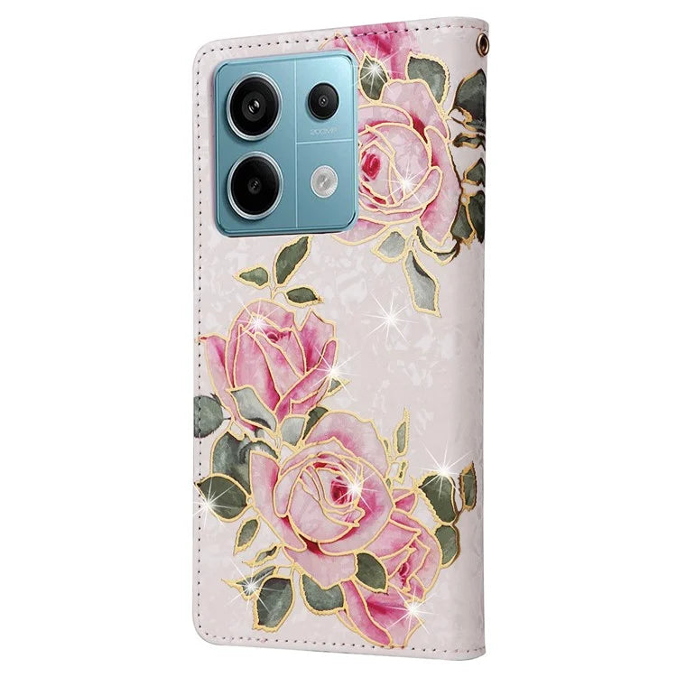For Xiaomi Redmi Note 13 Pro 5G / Poco X6 5G Case Lacquered Flower Leather Wallet Phone Cover