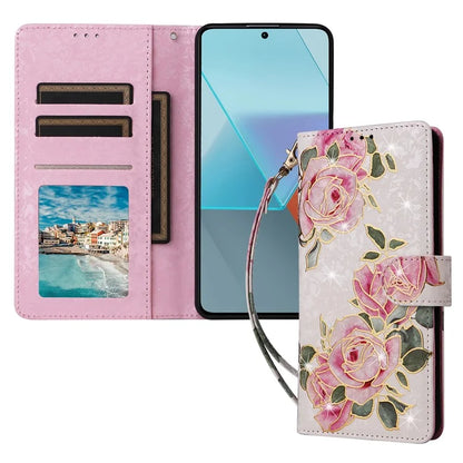 For Xiaomi Redmi Note 13 Pro 5G / Poco X6 5G Case Lacquered Flower Leather Wallet Phone Cover
