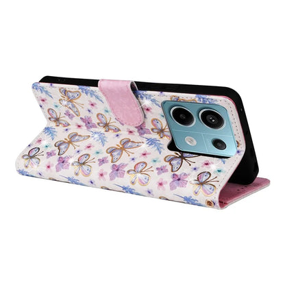 For Xiaomi Redmi Note 13 Pro 5G / Poco X6 5G Case Lacquered Flower Leather Wallet Phone Cover