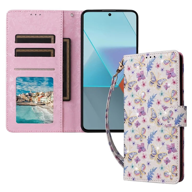 For Xiaomi Redmi Note 13 Pro 5G / Poco X6 5G Case Lacquered Flower Leather Wallet Phone Cover