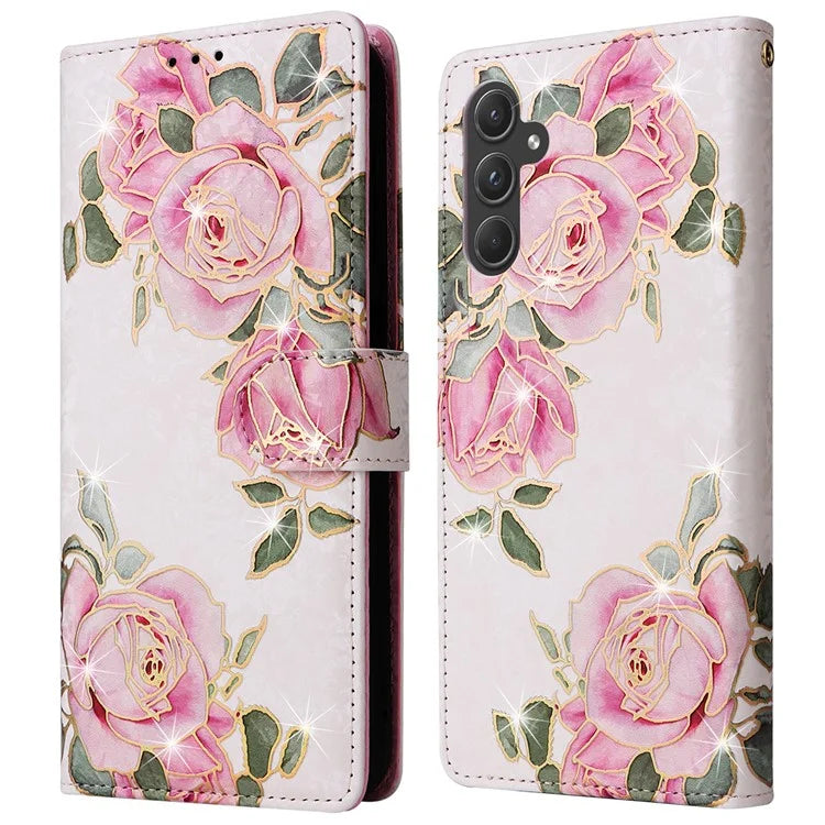 For Samsung Galaxy A55 5G Leather Case Lacquered Phone Cover with RFID Blocking Card Slots