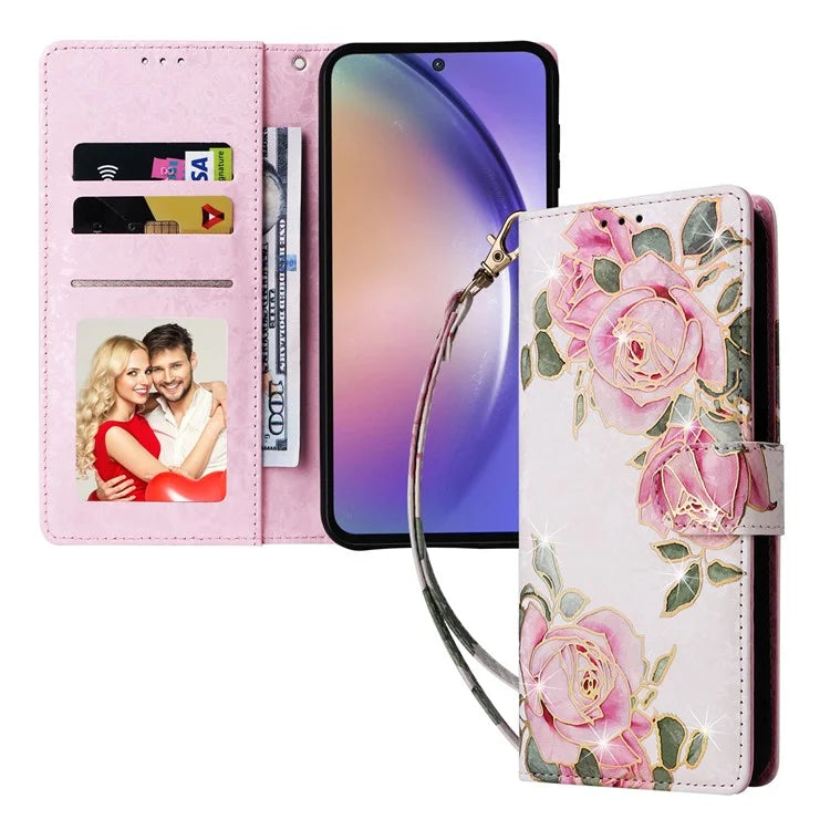 For Samsung Galaxy A55 5G Leather Case Lacquered Phone Cover with RFID Blocking Card Slots