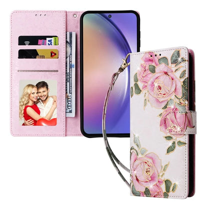For Samsung Galaxy A55 5G Leather Case Lacquered Phone Cover with RFID Blocking Card Slots