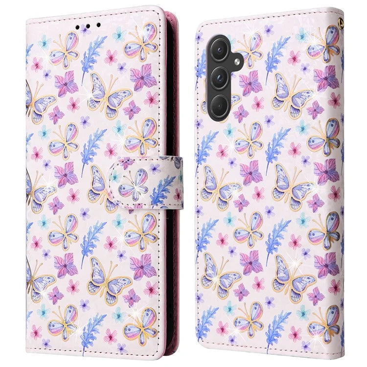 For Samsung Galaxy A55 5G Leather Case Lacquered Phone Cover with RFID Blocking Card Slots