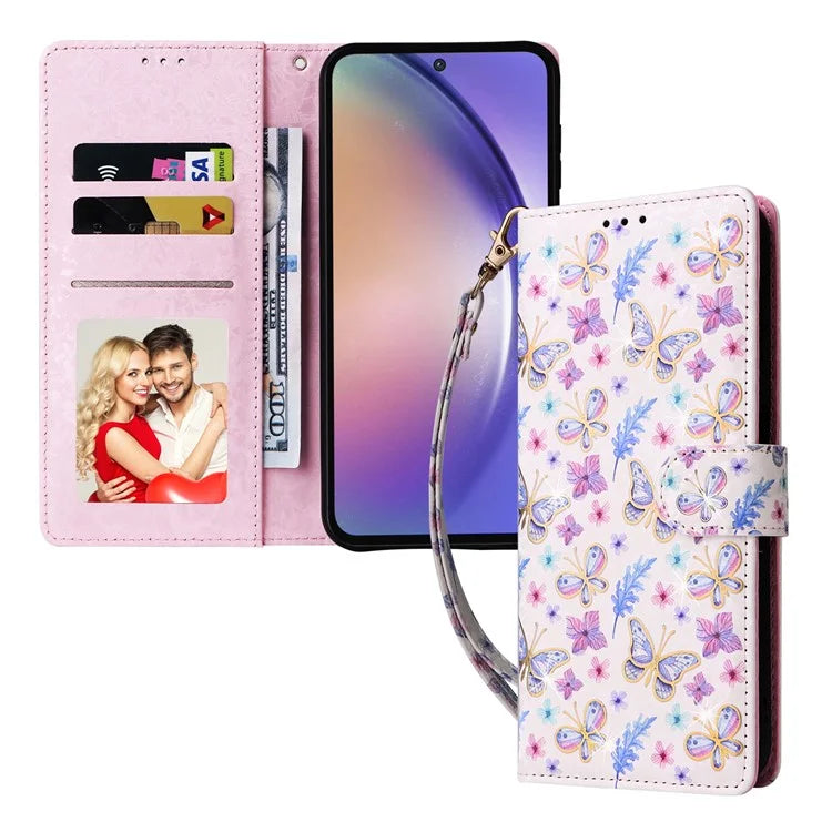 For Samsung Galaxy A55 5G Leather Case Lacquered Phone Cover with RFID Blocking Card Slots
