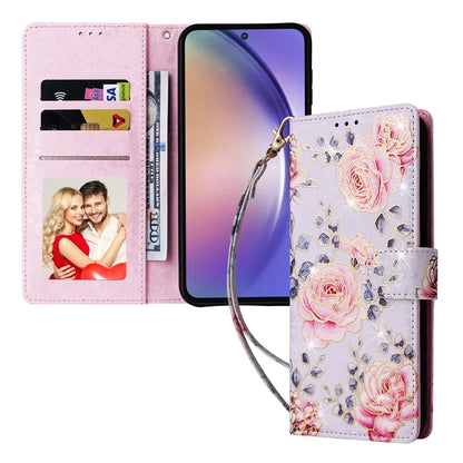 For Samsung Galaxy A55 5G Leather Case Lacquered Phone Cover with RFID Blocking Card Slots