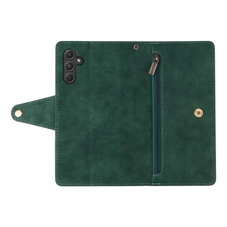 For Samsung Galaxy A55 5G Zipper Wallet Case Rivet Decor Leather Flip Phone Cover