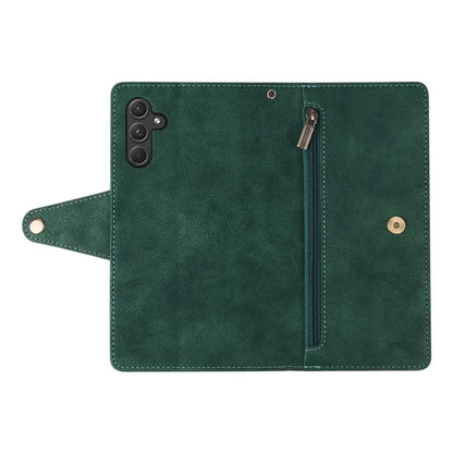 For Samsung Galaxy A55 5G Zipper Wallet Case Rivet Decor Leather Flip Phone Cover