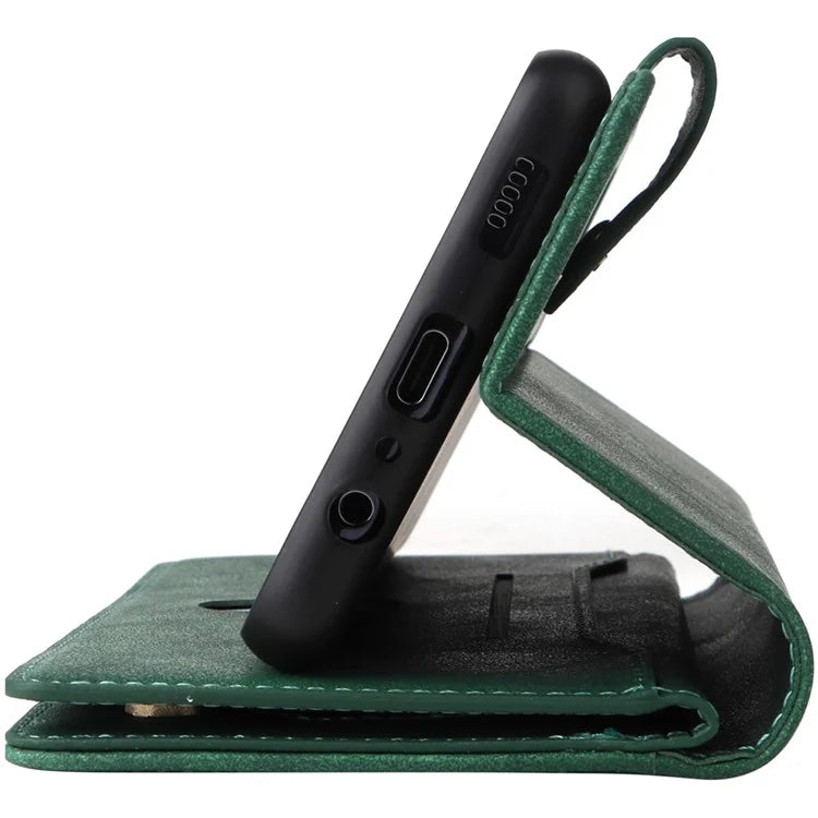 For Samsung Galaxy A55 5G Zipper Wallet Case Rivet Decor Leather Flip Phone Cover