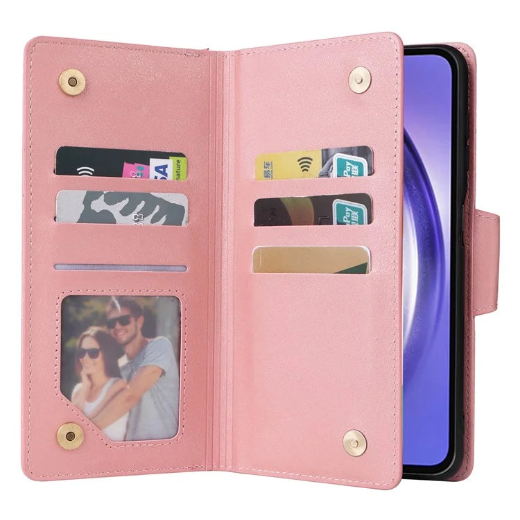 For Samsung Galaxy A55 5G Zipper Wallet Case Rivet Decor Leather Flip Phone Cover