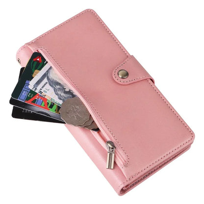 For Samsung Galaxy A55 5G Zipper Wallet Case Rivet Decor Leather Flip Phone Cover