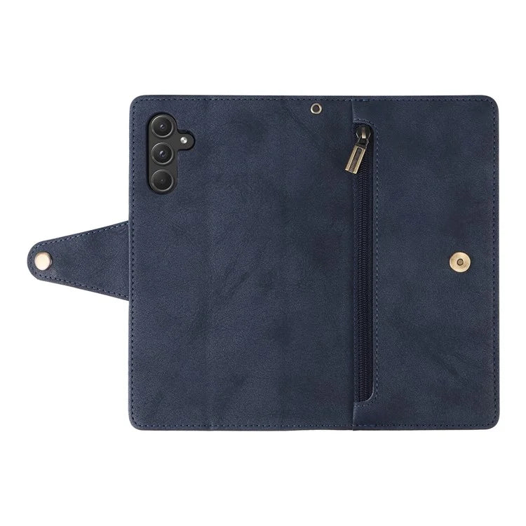 For Samsung Galaxy A55 5G Zipper Wallet Case Rivet Decor Leather Flip Phone Cover